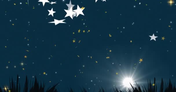 三王日的动画文本覆盖了流星坠落和天空 感受一下 传统和庆祝概念数码产生的视频 — 图库视频影像