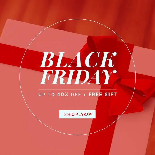 黑色星期五销售的组成提供了带有缎带的文本 黑色星期五 圣诞购物 销售和零售概念数码生成的图像 — 图库照片