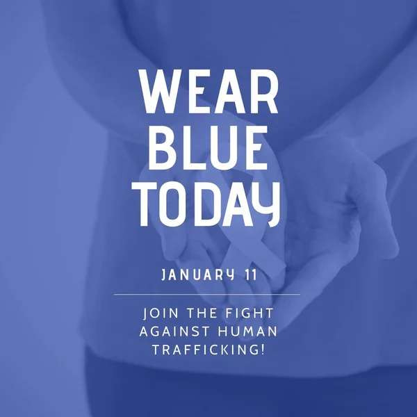 Image Wear Blue Today Blue Background Woman Holding Ribbon Human — Stock Photo, Image