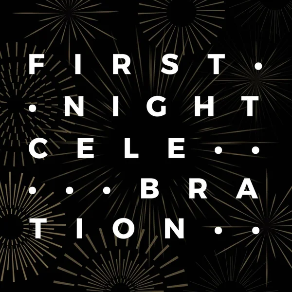 Composition First Night Party Text Fireworks First Night Celebration Concept — Stock Photo, Image