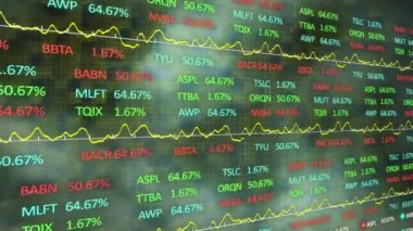 İstatistik ve finansal veri işleme animasyonu. küresel iş, finans ve veri işleme kavramı dijital olarak oluşturulmuş video.