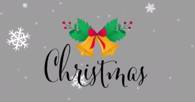 Yılbaşı mesajı üzerine düşen kar animasyonu. Noel, gelenek ve kutlama konsepti dijital olarak oluşturuldu.