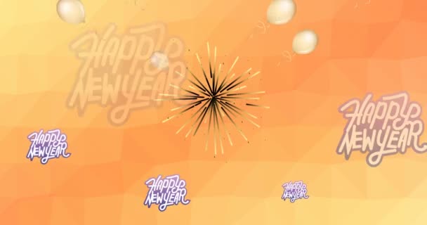 Animace Šťastný Novoroční Text Nad Oranžovým Pozadím New Years Eve — Stock video