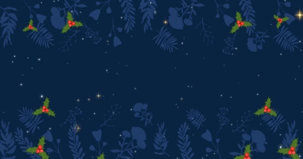 在圣诞节装饰和降雪的背景下 以俄语进行圣诞和新年祝福的动画制作 传统意义上的圣诞节 传统和庆祝概念 — 图库视频影像