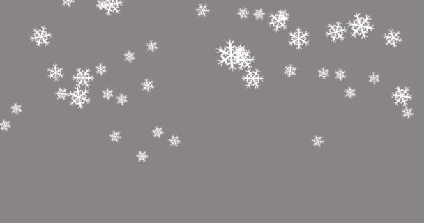 Animacja Tekstu Noel Nad Świąteczną Dekoracją Płatkami Śniegu Szarym Tle — Wideo stockowe