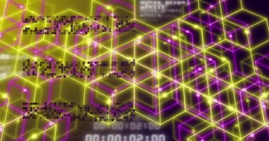 Parlak ağ üzerinden veri işleme animasyonu. Küresel iş, finans ve veri işleme kavramı dijital olarak oluşturulmuş video.