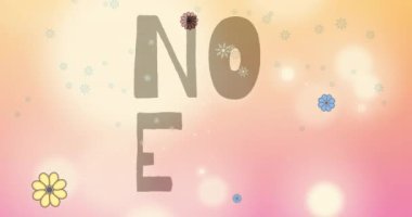 Noel ve çiçeklerin canlandırması turuncu ve kırmızı arka planda ışıklarla beliriyor. kış, noel ve kutlama konsepti dijital olarak oluşturulmuş video.