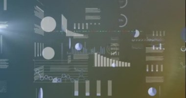 Yeşil arka planda finansal veri işleme animasyonu. Dijital olarak oluşturulan küresel finansman, bilgisayar ve dijital arayüz kavramı.