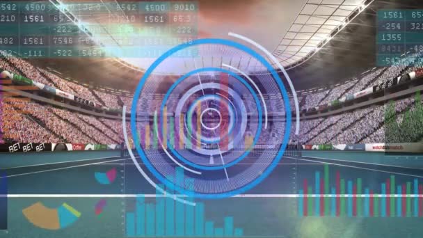 Animation Scanner Rond Traitement Des Données Contre Stade Sportif Interface — Video