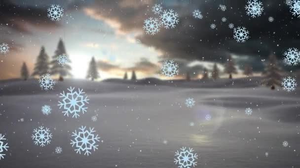 Цьому Відео Показано Блакитні Сніжинки Падають Чорний Фон Текст Хелловінська — стокове відео