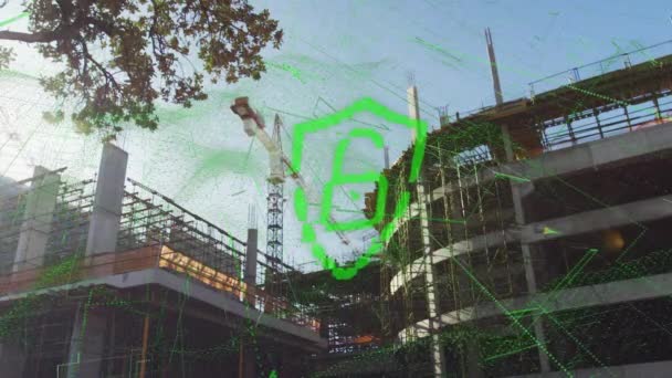 Animacja Ikony Blokady Bezpieczeństwa Zielonych Szlaków Świetlnych Placu Budowy Koncepcja — Wideo stockowe