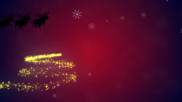 Анимация Санты Санях Рождественской Елке Концепция Рождественских Праздников Цифрового Интерфейса — стоковое видео