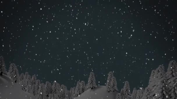 Animação Santa Trenó Sobre Abetos Natal Celebração Conceito Interface Digital — Vídeo de Stock