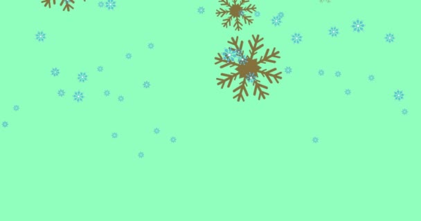 Анимация Нескольких Красных Снежинок Падающих Строю Бесшовной Петле Белом Фоне — стоковое видео