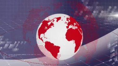 Dünya üzerindeki ışık yollarının animasyonu ve gri arkaplanda veri işleme. Dijital olarak oluşturulmuş küresel sosyal medya, bilgisayar ve dijital arayüz kavramı.