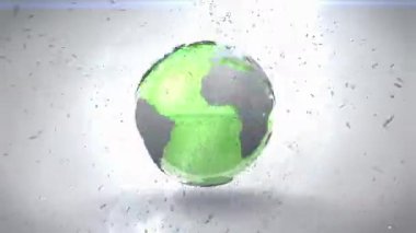 Dünya üzerinde hareket eden şekillerin animasyonu. Küresel iş ve dijital arayüz kavramı dijital olarak oluşturulmuş video.