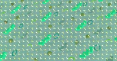 Yeşil arka planda hareket eden sıra sıra Noel modelinin animasyonu. Noel, şenlik, kutlama ve gelenek konsepti dijital olarak oluşturuldu.