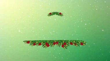 Neşeli mesajlar üzerine kar animasyonu ve kızakta Noel Baba yeşil arka planda ren geyikleri tarafından çekiliyor. Noel şenliği ve kutlama konsepti