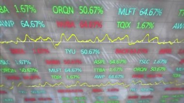 Şebeke üzerinde istatistik ve finansal veri işleme animasyonları. küresel iş, finans ve veri işleme kavramı dijital olarak oluşturulmuş video.