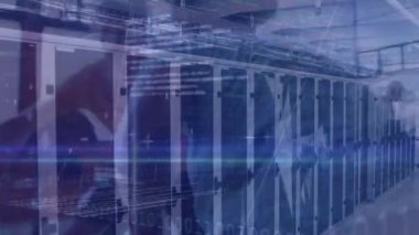 Çeşitli basketbol oyuncuları üzerinde finansal veri işleme animasyonu. Küresel spor, iş, finans ve veri işleme kavramı dijital olarak oluşturulmuş video.