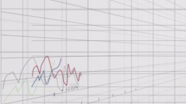 Şebeke üzerinde istatistik ve veri işleme animasyonu. Küresel iş, finans ve veri işleme kavramı dijital olarak oluşturulmuş video.