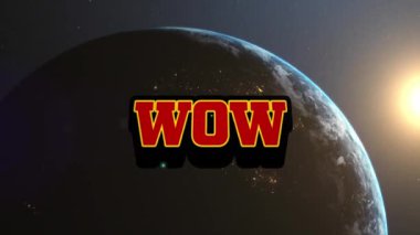 Vay be metninin dünya çapındaki animasyonu. Küresel iş ve dijital arayüz kavramı dijital olarak oluşturulmuş video.