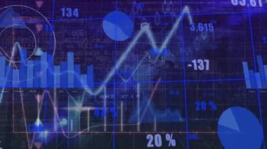 Zaman içinde finansal veri işleme animasyonu. Küresel iş, finans ve veri işleme kavramı dijital olarak oluşturulmuş video.