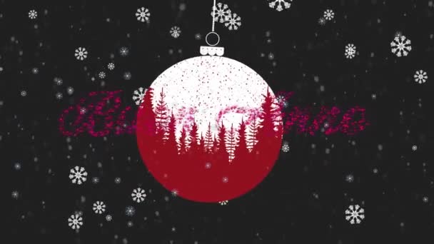 Conceito Celebração Dia Natal Com Bugigangas Vermelhas Natal Flocos Neve — Vídeo de Stock