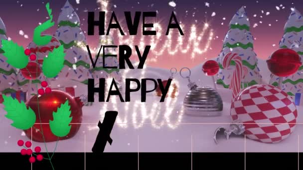 Графік Має Рожеві Межі Навколо Порожніх Колон Щоб Символізувати Різдво — стокове відео