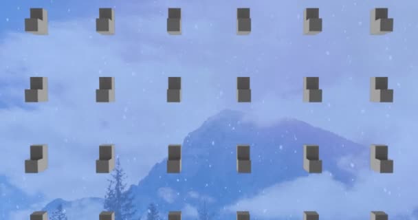 Animazione File Forme Astratte Modello Neve Natale Che Cade Nel — Video Stock