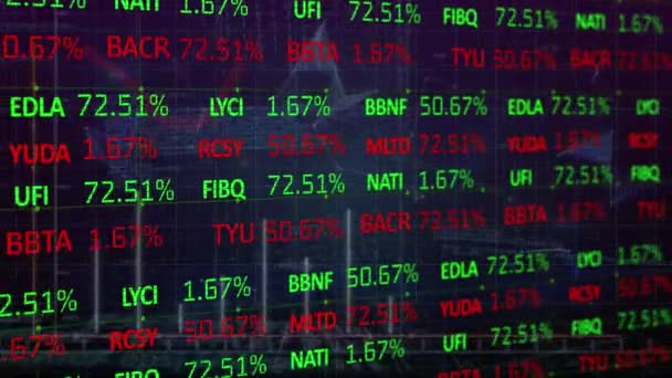 Κινούμενη Εικόνα Της Επεξεργασίας Χρηματοοικονομικών Δεδομένων Έναντι Στατιστικών Παγκόσμια Έννοια — Αρχείο Βίντεο