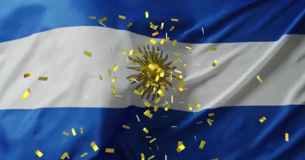 Animacja Konfetti Nad Flagą Argentyny Globalny Patriotyzm Celebracja Sport Cyfrowy — Wideo stockowe