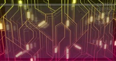 Veri işleme ve parlayan ışık yollarının animasyonu. Küresel iş, finans ve veri işleme kavramı dijital olarak oluşturulmuş video.