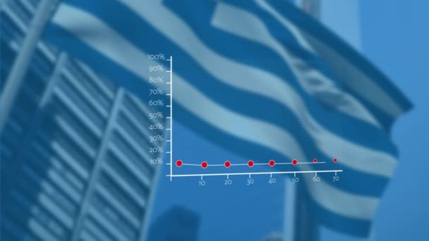 Yunan Bayrağı Üzerinde Veri Işleme Animasyonu Sosyal Medya Dijital Arayüz — Stok video
