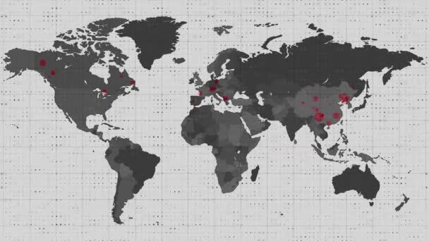 Animation Virus Cells World Map Global Pandemic Digital Interface Concept — Stockvideo