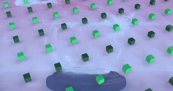 Animação Ícones Verdes Cubo Padrão Sem Costura Sobre Ícone Árvore — Vídeo de Stock