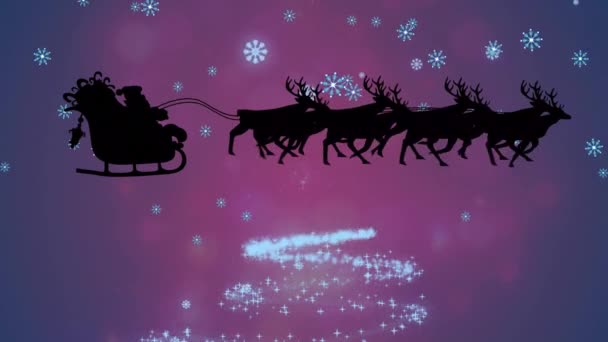 Animação Papai Noel Trenó Sobre Árvore Natal Natal Celebração Conceito — Vídeo de Stock