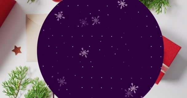 Animación Texto Navideño Alegre Sobre Decoraciones Sobres Navideños Navidad Tradición — Vídeo de stock