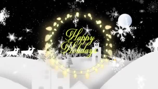 Animáció Karácsonyi Szezon Üdvözlő Szöveg Esik Téli Táj Karácsonyi Ünnepi — Stock videók