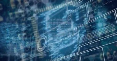 Pembe ve mavi yanıp sönen ışık noktalarının animasyonu mavi ve siyah arka planda kusursuz bir döngüde hipnotize edici bir şekilde hareket ediyor..