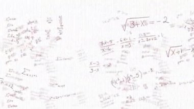 Alfa kanalında arıza olan dijital bir televizyon ekranı konsepti. Matematiksel denklemler kırmızı ile yazılmış siyah bir arkaplanda hipnotik bir hareketle yüzüyor..