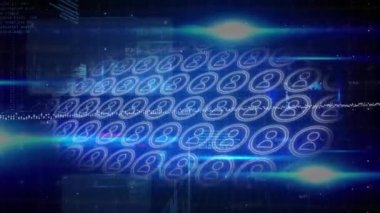 Lenslerin canlandırılması, profil simgeleri ve soyut arkaplanda ses dalgaları olan veritabanı. Dijital olarak üretilen, hologram, illüstrasyon, ışık, aydınlatma, iletişim ve teknoloji kavramı.