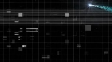 Siyah arka planda parlayan mavi kayan yıldız üzerindeki bozulma etkisi. Teknoloji arka plan kavramı