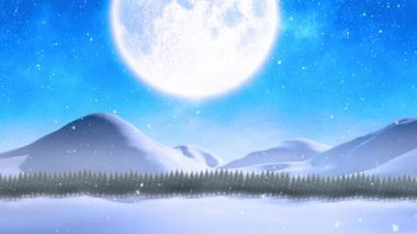 Kış manzarasına yağan kar animasyonu. Noel, kutlama ve dijital arayüz kavramı dijital olarak oluşturulmuş video.