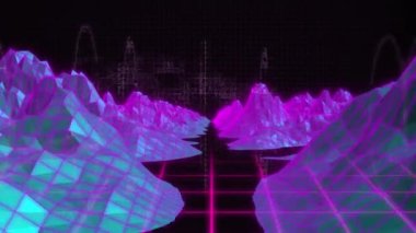 Siyah arka planda hareket eden meta-zemin animasyonu. Sanal gerçeklik ve teknoloji konsepti dijital olarak oluşturulmuş video.