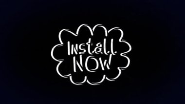 Kurulumun animasyonu şimdi siyah arkaplan üzerindeki bağlantılar ağı üzerinden metin. Sosyal medya ve dijital arayüz konsepti dijital olarak oluşturulmuş video.