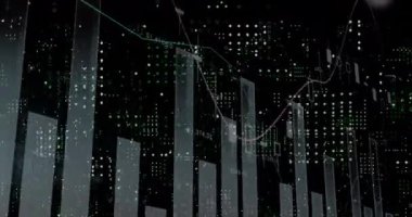 Sunucu odasında veri işleme animasyonu. Dijital arayüz ve teknoloji konsepti dijital olarak oluşturulmuş video işleme.