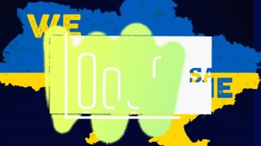 Ukrayna metnini Ukrayna 'dan destekliyoruz. Küresel iş ve dijital arayüz kavramı dijital olarak oluşturulmuş video.