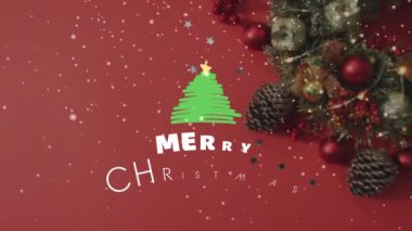 Mutlu noel mesajları ve siyah arka planda noel ağacı. Noel, gelenek ve kutlama konsepti.