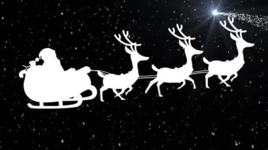 Kayan yıldız ve Noel Baba 'nın üzerine düşen karların animasyonu ren geyikleri tarafından çekiliyor. Noel şenliği ve kutlama konsepti